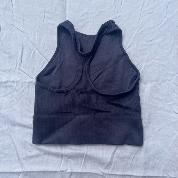 Gilly Hicks Ribbed Seamless Longline High-Neck Bra Top - Picture 3 of 4